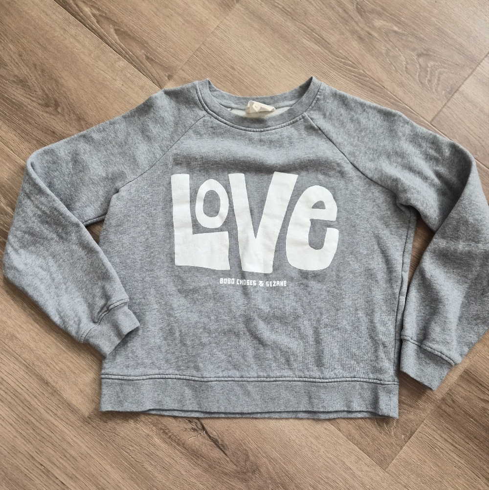 RARE Sezane X Bobo Choses Gray Love Sweatshirt - Picture 5 of 8
